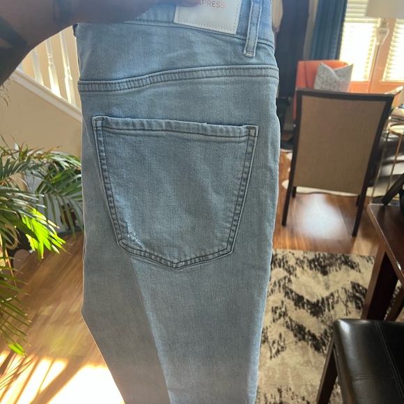 Express Straight Super High Rise Light Denim Jeans Size 10 - Picture 2 of 3